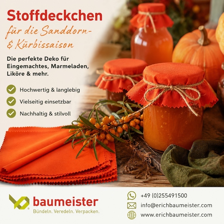 Stoffdeckchen 12 x 12 cm orange - 100 St. per Pack